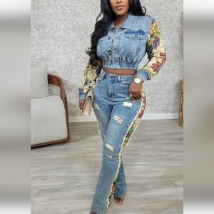 Floral Denim Women's Set